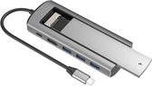 DrPhone OmniPort 6-in-1 Hub Type C naar PD 3.0 60/87 /100W + HDMI 4K 30Hz - USB 3.0x3 met M.2 HDD-behuizing NVME SATA