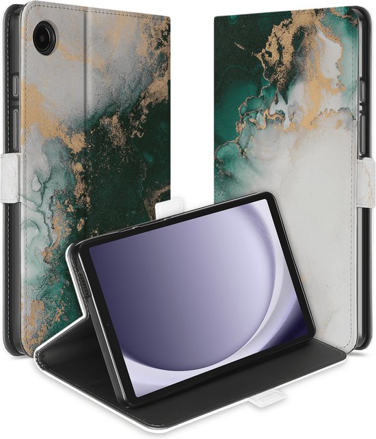 Uniek Geschikt voor Samsung Galaxy Tab A9 Tablethoesje Marmer Groen Design | B2C Telecom