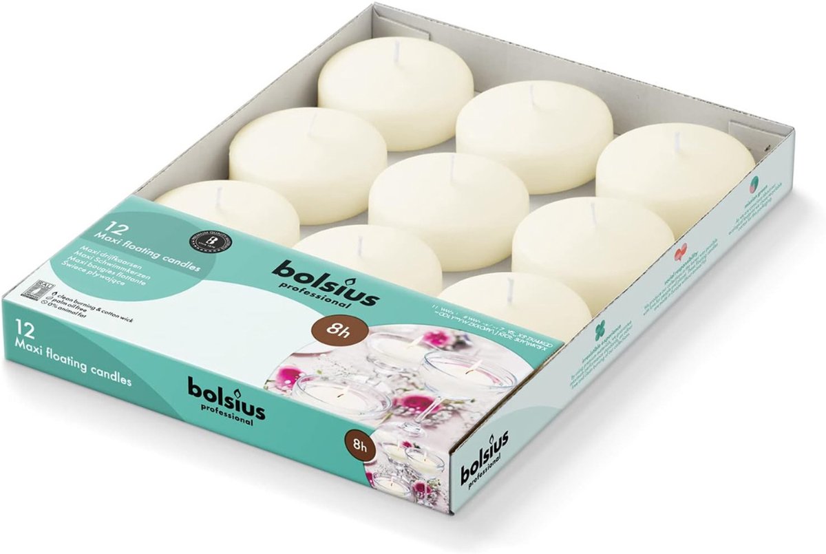 Floating Candles - Drijvende Kaarsen - Ivoor - 12 Stuks - Geurvrij - Feest