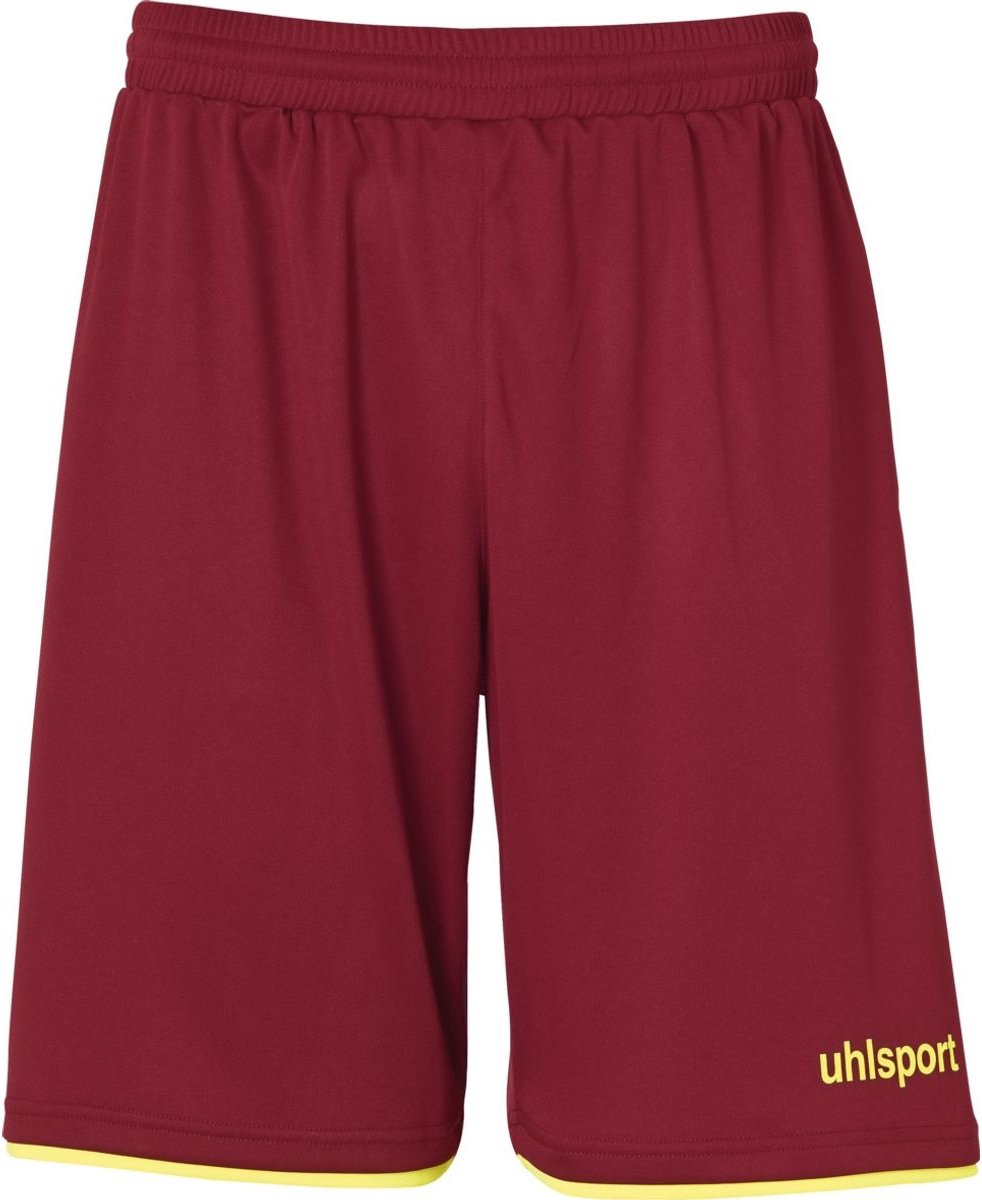 Uhlsport Club Short Kinderen - Bordeaux / Fluogeel | Maat: 140