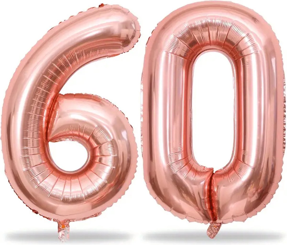 Cijfer ballon 60 jaar roze goud rosegold verjaardag versieren feestje folie cijferballon 80 cm