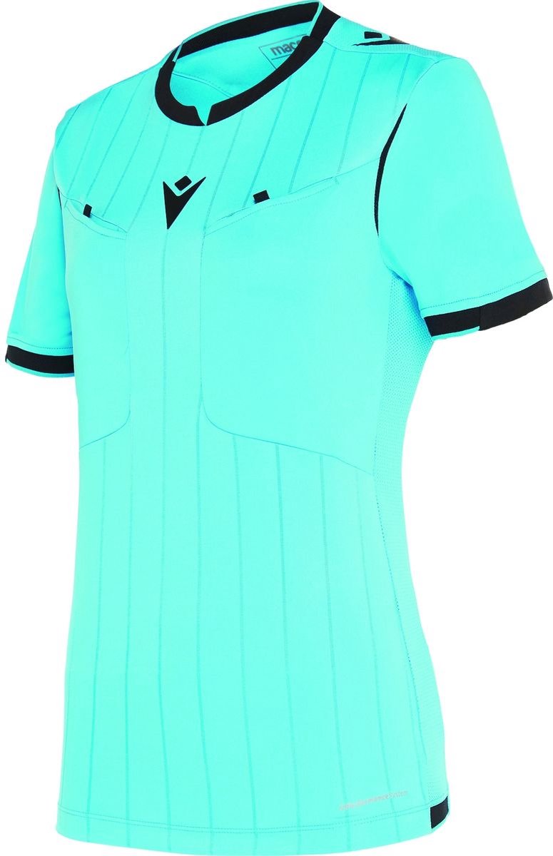 Macron Stephanie Scheidsrechtersshirt Korte Mouw Dames - Fluor Turquoise / Zwart | Maat: L
