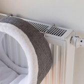 hangmand voor radiator, rond, diameter 38 × 34 cm, wit/grijs