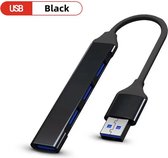 USB 3.0 Hub - USB Splitter - 4 extra USB Poorten - USB Hub - Kabel van 6 cm - 5 Gbps - Aluminium - Zwart