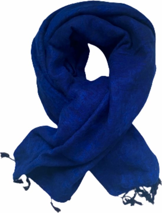 Yakwol-Sjaal-Navy blauw -80% Yakwol-Handgeweven-Omslagdoek-Fairtrade.