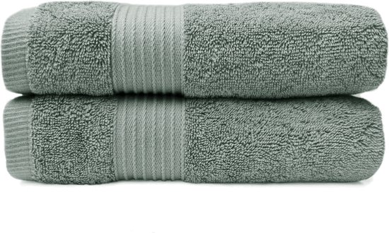 HOOMstyle Handdoeken Set Elegance - 2 stuks - 100% Soft Cotton 650gr - 70x140cm - Groen