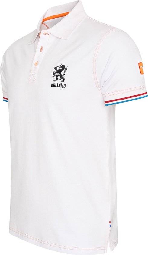 Foto: Cappuccino italia heren polo ss dutch lion polo ek2024 wit maat l