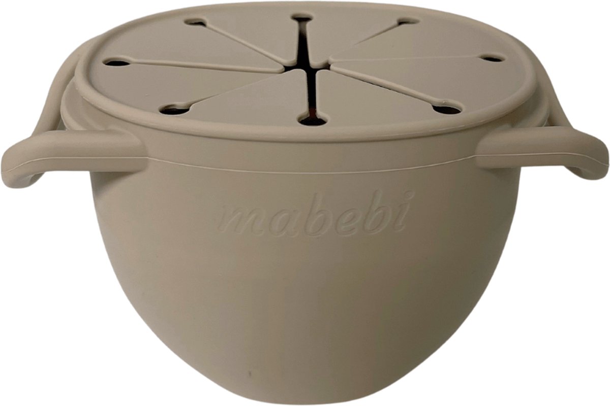 Goedkoopste Mabebi - Eetkom voor peuters/ kleuters - Baby eetbord met spiraalopening - Snackkom - Grabbelkom inklapbaar - Beige