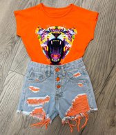 T-shirt - Tiger - New collection - Oranje - maat 164