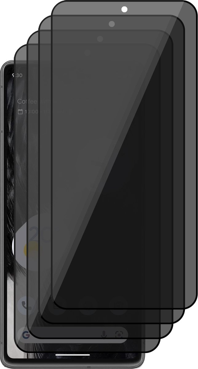 Privacy Screenprotector geschikt voor Google Pixel 7 Pro - 4x Volledig Dekkend Glas Screen Protector