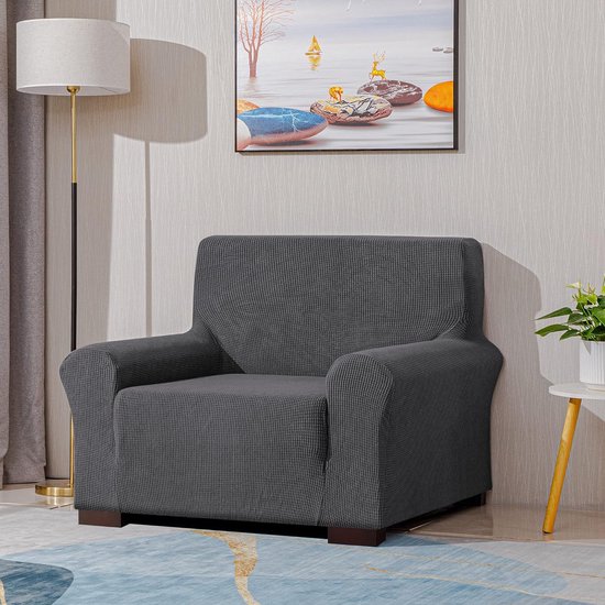 Stretch Sofa hoes Sofahoezen, Jacquard Sofahoezen voor bank, fauteuil 1-zits (Donkergrijs, 85-115 cm)