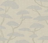 Papier peint oriental Profhome 387411-GU papier peint intissé vinyle dur gaufré à chaud légèrement texturé avec motif asiatique mat beige bleu marron gris 5,33 m2