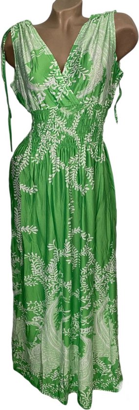 Robe d'été longue femme 2158 L/XL (44) vert/blanc
