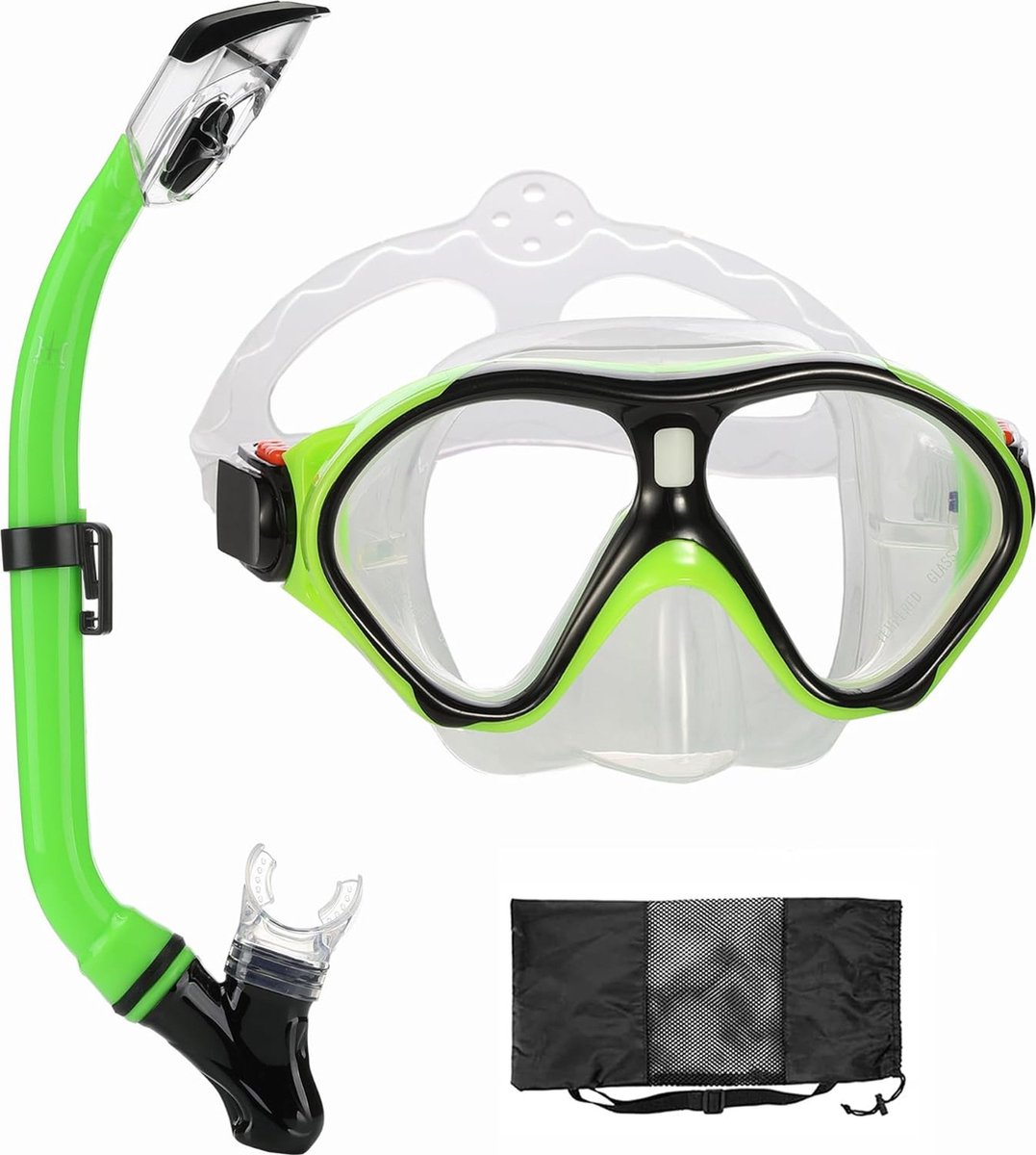 Anti-Condens Snorkelmasker met UV-Bescherming en Oordopjes - Professioneel Duikmasker - Volwassenen - Zwarte Kleur - Duikuitrusting