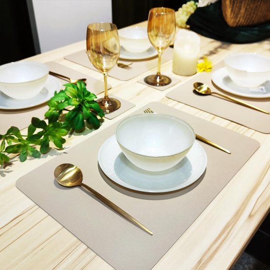 Placemats, afwasbaar en onderzetters, ovaal, leer, afwasbaar