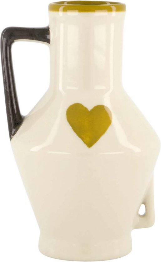 Vase 15 cm Zusss xx Return to Sender heart handpainted with handle Hoogte 15 cm