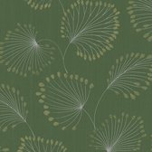 Natuur behang Profhome 333711-GU vliesbehang glad met natuur patroon mat groen goud 5,33 m2