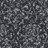 Barok behang Profhome 306606-GU textiel behang gestructureerd in barok stijl glanzend zwart zilver 5,33 m2