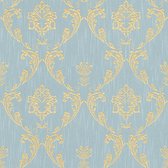 Barok behang Profhome 306586-GU textiel behang gestructureerd in barok stijl glanzend goud blauw groen 5,33 m2