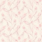 Bloemen behang Profhome 373672-GU vliesbehang glad met bloemen patroon mat roze bronzen grijs 5,33 m2