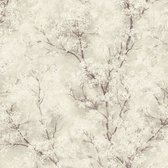 Bloemen behang Profhome 374202-GU vliesbehang glad in aquarel stijl glinsterend crème grijs wit 5,33 m2