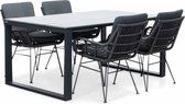 LUX outdoor living Helsinki Grey/Carlos charcoal (donkergrijs/antractiet) dining tuinset 5-delig | polywood + wicker | 160cm | 4 personen
