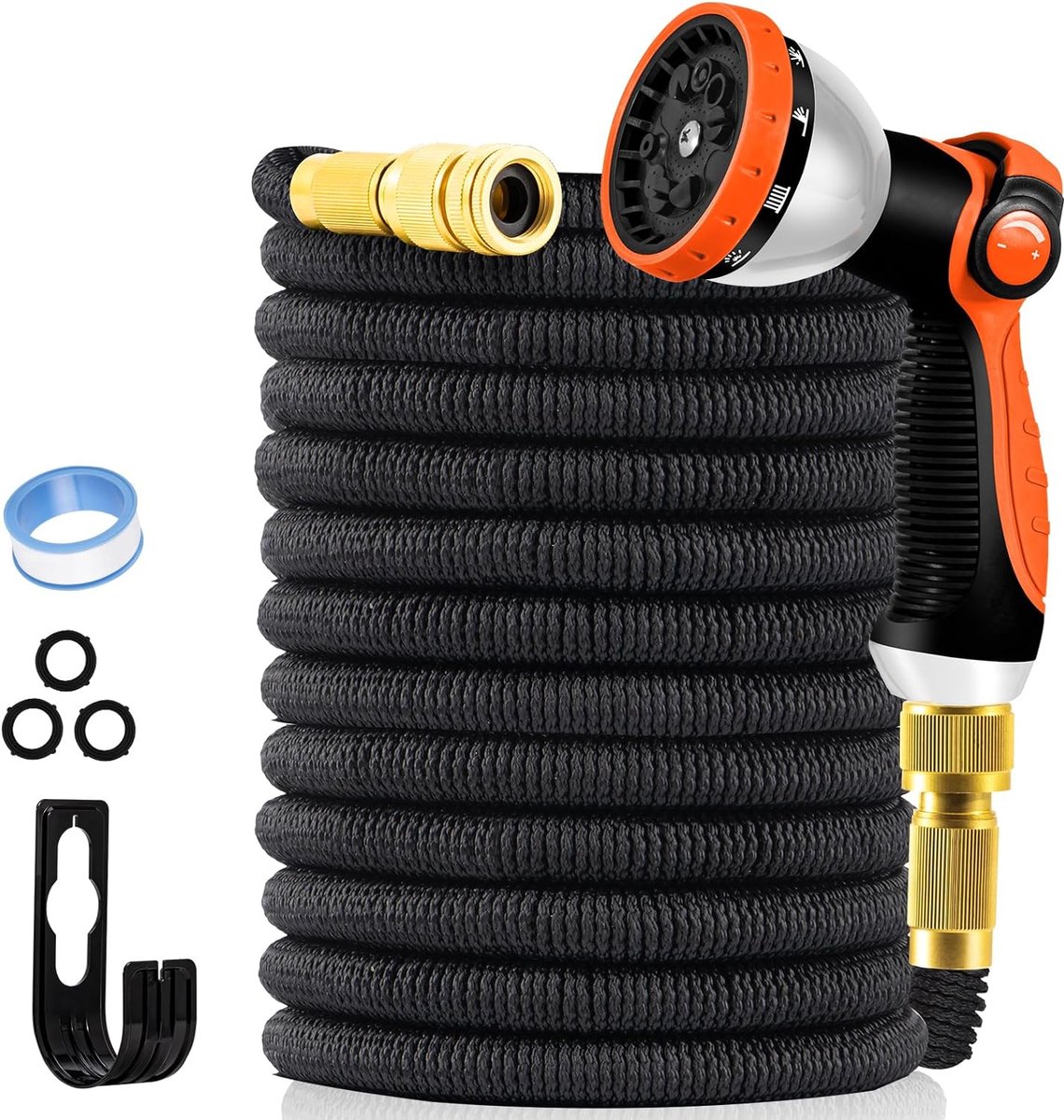 Flexibele tuinslang verlengd 30 48m 100FT flexibele waterslang met 3-voudige latex kern met 10 spuitpatronen rekbare flexibele slang