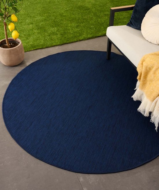 Rond buitenkleed effen - Flip donkerblauw 200 cm rond