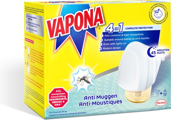 Vapona Diffuseur Electrique 3en1 - 1 appareil + 1 recharge liquide