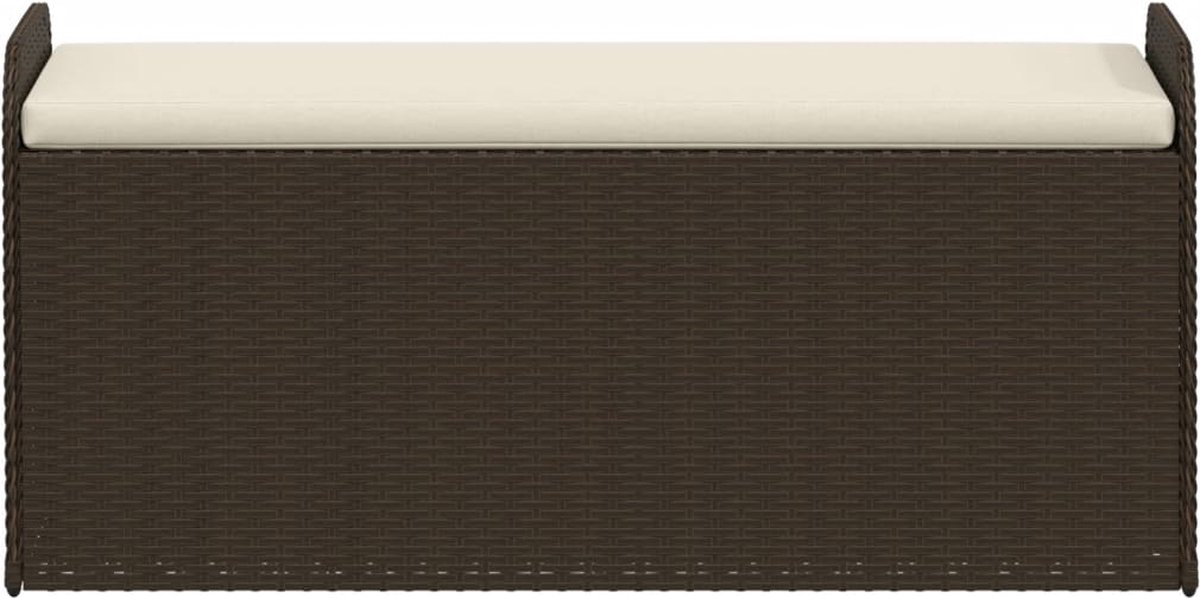 Opbergbankje met kussen 115x51x52 cm poly rattan zwart