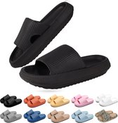Geweo - Slippers Homme Femme - Chaussons de bain EVA Unisexe - Épaissi - Léger - Super Doux pour vos Pieds - Semelle intérieure Antidérapante et Ferme - Anti-Bruit - Zwart- Taille 40/41