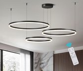 UnicLamps - 3 Bagues - Suspension - Lustre - Lampe de salon - Zwart - Lampe moderne - Éclairage LED - Dimmable Avec Télécommande