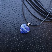 Edelsteen met leren ketting Lapis Lazuli hart hanger 2 bij 2cm