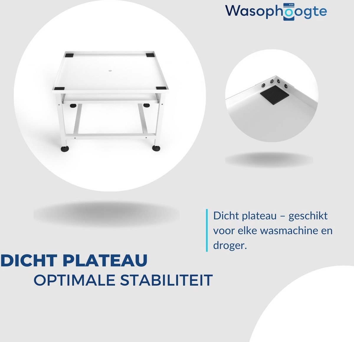 Wasophoogte® Wasmachine verhoger - Wasmachine opbouwmeubel - Wasmachine sokkel - 45 cm hoog - Wit - Universeel thumbnail 3
