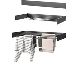 Wasophoogte® Wanddroogrek - Wandmontage Droogrek - Inklapbaar Droogrek - Muurdroogrek - Wasrek hangend - 100cm - 6m Drooglengte - Zwart