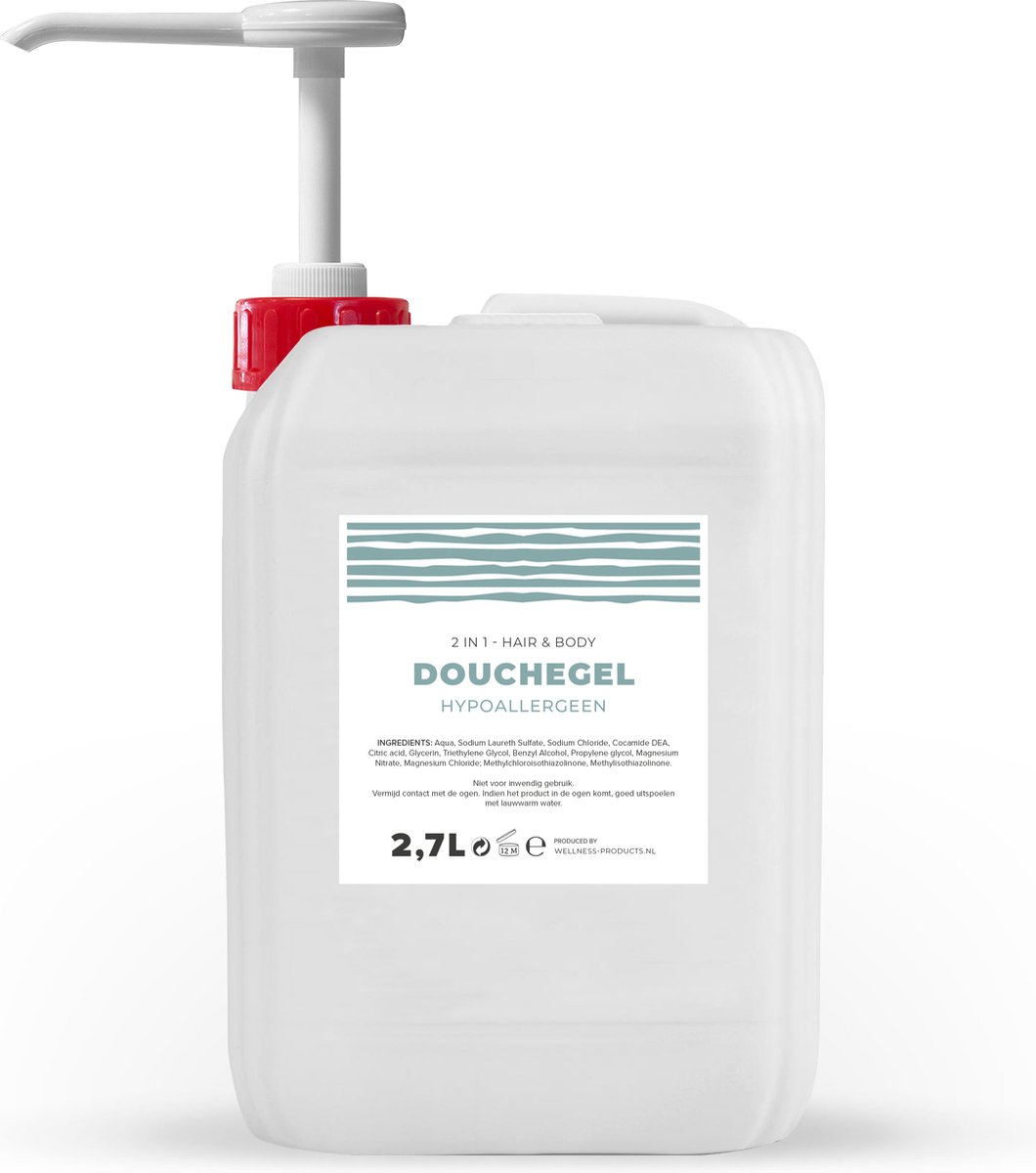 Douchegel Hypoallergeen Transparant 2 7 Liter Met Pomp Jerrycan Navulling Navullen Mannen Heren Dames Vrouw Shower gel Showergel Douche gel Shampoo Jerrycans Voordeelverpakking Body wash Gel douche Douchgel Q1