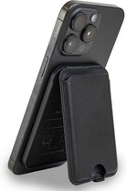 Coverzs Luxe wallet met telefoonstandaard geschikt voor MagSafe Apple iPhone 12/13/14/15/Mini/Max/Pro/Pro Max/Plus - Kaarthouder - Pasjeshouder voor telefoons - Portemonnee - Telefoonstandaard geschikt voor MagSafe (zwart)