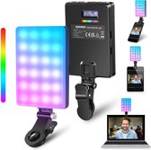 RGB Selfielamp met Telefoonhouder - Oplaadbaar - 3 Lichtmodi - 66 LED's - Ingebouwde Batterijen