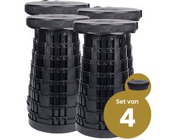 Opvouwbare kruk extra strong zwart per 4 - telescopische kruk - 250 kg - inklapbare kruk - draagbaar - kampeerstoel - opstapkrukje