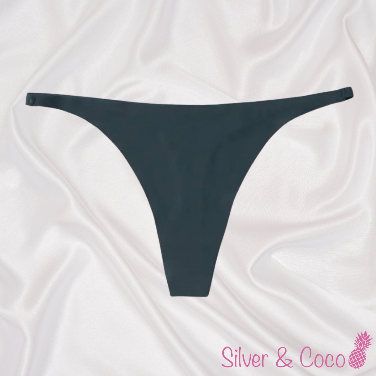 SilverAndCoco® - Naadloze String / Seamless Onderbroek Dames / Zacht Brazilian Slipje / Naadloos Stretch Ondergoed Vrouw / Strings Dames Lingerie Broekje Slip - Donker Groen / Small S