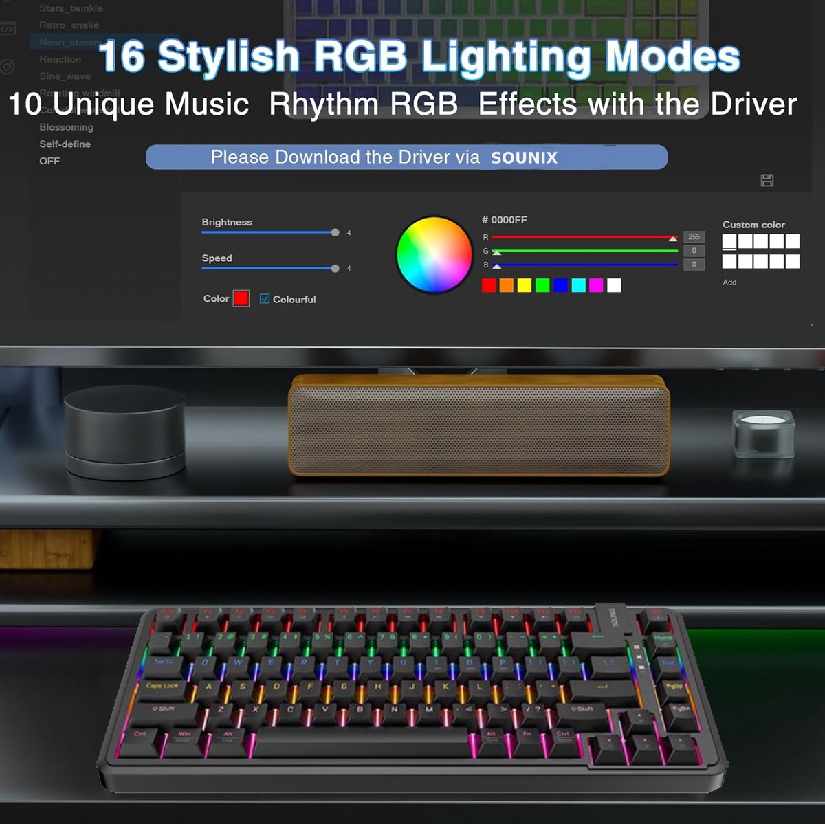 Sounix Mechanisch Gaming Toetsenbord - 82 Keys thumbnail 3