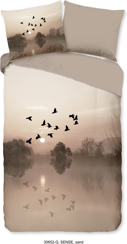 Good Morning Dekbedovertrek "vogels" - Zand - (200x200/220 cm) - Katoen