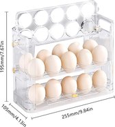 Opbergdoos voor eieren, 3 niveaus, flip eierhouder voor koelkast, organizer voor koelkast, eetkamer, werkblad, kast, rek