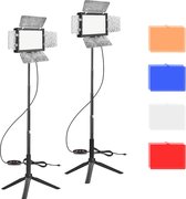 Opgewaardeerde 2-Packs LED Videolamp met Kleurenfilters - Verstelbare Studioverlichting - Fotografie en Video Set