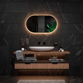 Mirlux Badkamerspiegel met LED Verlichting & Verwarming – Wandspiegel Ovaal – Anti Condens Douchespiegel - Zwart - 90x50CM