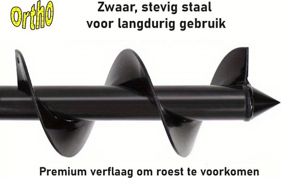 Ortho® - Grondboor voor boormachine - ø10x60 cm - Bollenboor - Zwart - Eenvoudig in gebruik - Compacte handgrondboor Groot van Ortho® — afbeelding 3