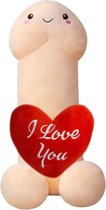 Penis met Hart "I Love You" Pluche Knuffel 30 cm {Piemel knuffel van de Kermis - Extra zacht - Vrijgezellenfeest - Bachelor Party - Dick Plush Toy - Lul Pik Cock}