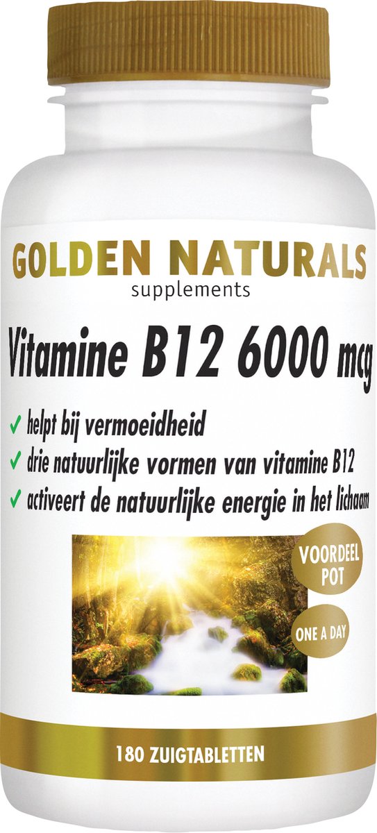 Goedkoopste Golden Naturals Vitamine B12 6000 mcg (180 veganistische zuigtabletten