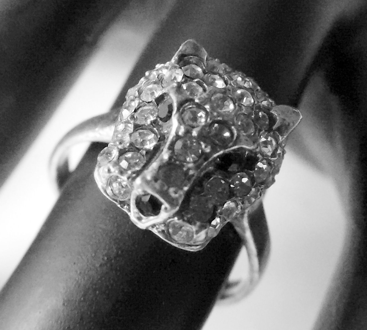 Hetty'S - Zilveren - ring - met Tijgerkop - Zirconia's - Maat 17