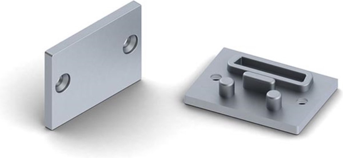 LEDsON ALUMINIUM AFSLUITDOP VOOR PMMA DIFFUSER VOOR LED-PROFIELEN 'ALU-EXPOXY' - ZONDER KABELDOORVOER - ZILVER